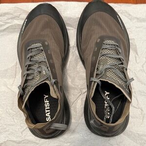 Satisfy Gray and Black Athletic Shoes